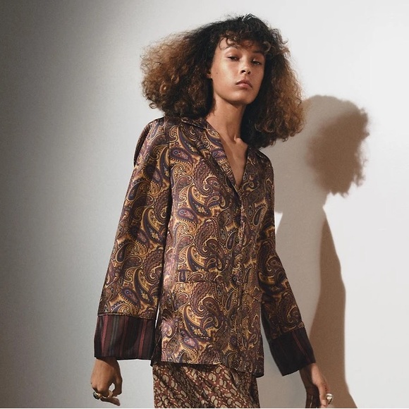 Zara Tops - NWT Zara Woman PAISLEY PAJAMA SHIRT ZW COLLECTION Top Blouse Size M Medium